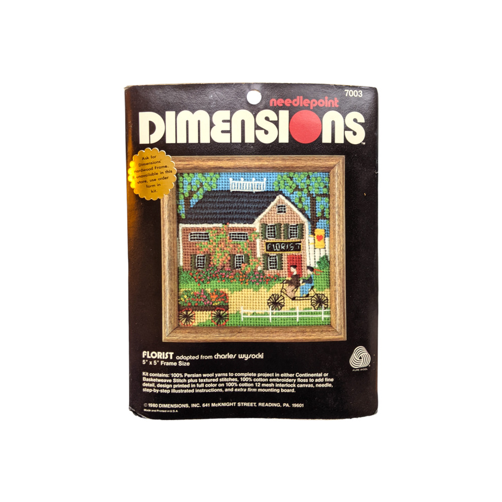 Vintage‎ 1980 Dimensions Needlepoint Kit Charles Wysocki Art Florist 5"x5" #7003